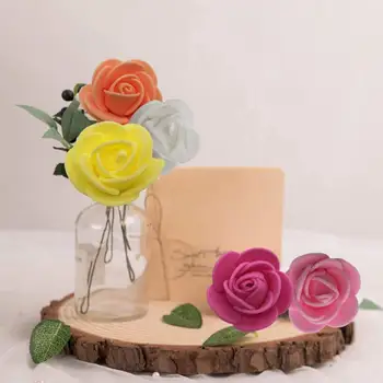 100шт Поддельная головка цветка Реалистично выглядящая пена против выцветания 3,5 см Искусственная головка розы DIY Свадебный Искусственный цветок
