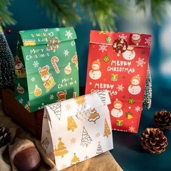 12шт Рождественская Крафт-бумага Свадебные Подарочные коробки Санта-Клауса, пакеты, коробка конфет, упаковка для вечеринки с бирками, наклейками и зажимами