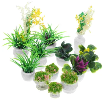 13 шт. Мини-модель цветочного горшка с искусственными растениями, декоративная зелень, реквизит для дома, пластик