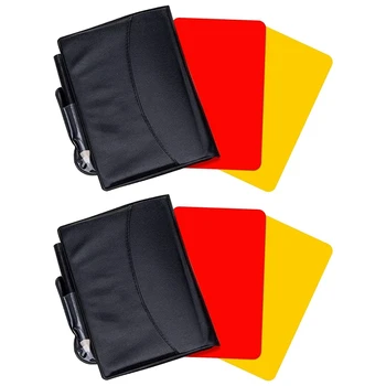 2 комплекта карточек футбольного судьи, красные и желтые карточки предупреждающего судьи, листы для подсчета очков в бумажнике, футбольные принадлежности для карандашей