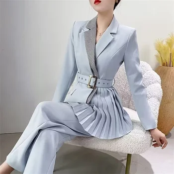 2023 Новый весенне-осенний модный женский комплект в Корейском стиле неправильной формы, приталенный Элегантный женский комплект из двух предметов для уменьшения возраста