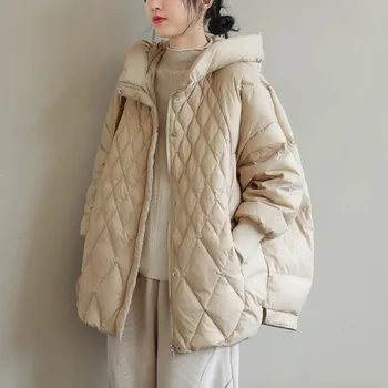 2023 Новый женский пуховик, зимнее пальто, женская версия средней длины, Парки, Свободная Толстая верхняя одежда большого размера с капюшоном, Универсальное пальто