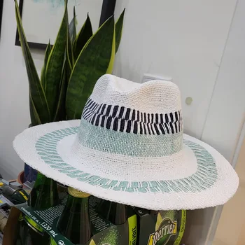 202306-ins в полоску, прямая поставка, британская летняя фетровая шляпа в полоску из бумажной травы, мужская женская панама для отдыха, джазовая шляпа