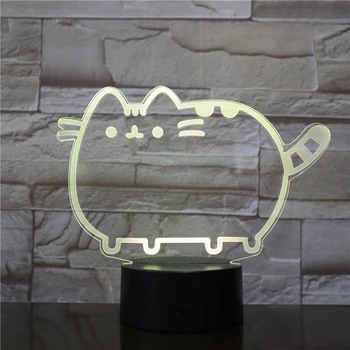 3D Ночник Прикроватная тумбочка лампа 7 красочных с пультом дистанционного управления милых кошачьих ночников для детей подростков Девочек женщин Декор стола в спальне