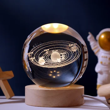 3D Хрустальный шар Светодиодный ночник Луна Галактика Проектор Атмосферный Домашний Декоративный светильник для спальни USB-подключаемые настольные ночные лампы