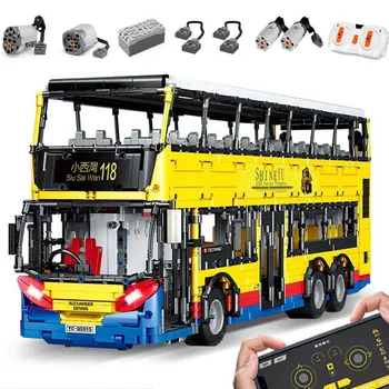 4314ШТ кирпичи для двухэтажного автобуса YC-QC015 MOC с дистанционным управлением, строительные блоки, подарки для взрослых и детей