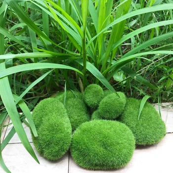 60ШТ 3 размера Искусственный мох Камни Декоративные, зеленые шарики из мха, для цветочных композиций, садов и рукоделия