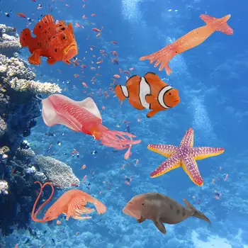 7шт Модель морского животного Рыба-клоун для вечеринки Кальмар для украшений Мальчики Дети Дети