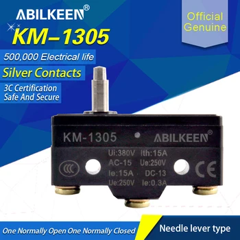 ABILKEEN 1 ШТ Микропереключатель 2/3Pin NO/NC Мини-микропереключатель 5A 250VAC KM-1305 Роликовый Дуговой рычажный Кнопочный микропереключатель