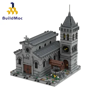 Buildmoc Средневековая церковь Знаменитые архитектурные кирпичи Модульные строительные блоки Нотр-Дам Кирпичи Старинные игрушки для детей Подарки
