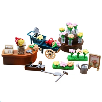 FBIL-1:18 Мини-моделирование, Набор для цветочного магазина, Тележка, Украшение микроландшафта, Кукольный домик, Детские игрушки для игр