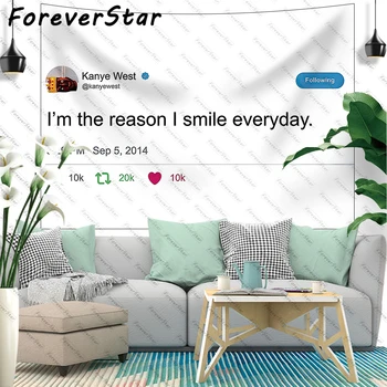 ForeverStar Забавный твит рэпера Канье Уэста, Гобелен, висящий на стене, Гобелены для спальни, домашний декор для гостиной, Подарок