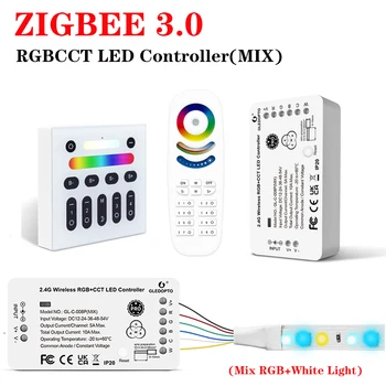 GLEDOPTO ZigBee3.0 Pro RGBCCT Контроллер светодиодной ленты постоянного тока 12-54 В Домашний Alexa Tuya SmartThings App 2.4 G RF Пульт дистанционного управления