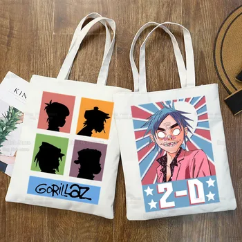Gorillaz Rock Ulzzang Сумка для покупок, холст с принтом, современная музыка, Граффити, сумка-тоут, сумки, женская сумка, сумки через плечо в стиле Харадзюку