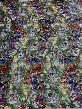 J-13062211 Высококачественная кружевная ткань с блестками в африканском стиле, кружевная ткань ручной работы для свадебного платья для новобрачных