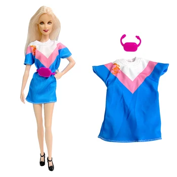 NK, 1 шт., летнее мини-платье с поясом, праздничная юбка, повседневные аксессуары для кукол, Одежда для куклы Барби, игрушка для кукольного домика для девочек