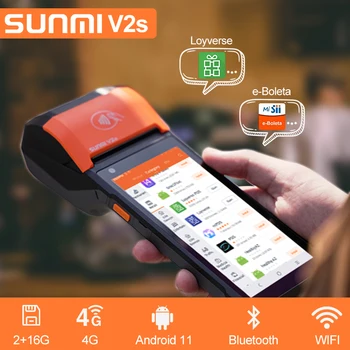 SUNMI V2s Портативный POS КПК 4G Android 11 Смарт-Терминал Термальный 58 мм Принтер Этикеток и Чеков Беспроводной 2D Сканер NFC Bluetooth