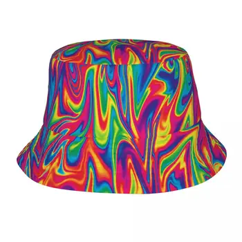 Абстрактная волнистая психоделическая унисекс-панама На заказ, летние дорожные пляжные шляпы