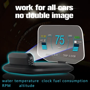 Автомобильный Навигационный Проектор C1 HUD Head-Up Display OBD2 + GPS Автомобильный Проектор Спидометр /Сигнализация Температуры воды /Напряжения /оборотов в минуту