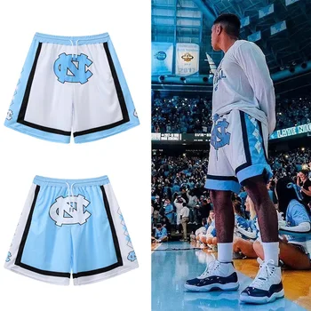 Баскетбольные штаны Мужские спортивные шорты Quick dry running для фитнеса с вышивкой синего цвета