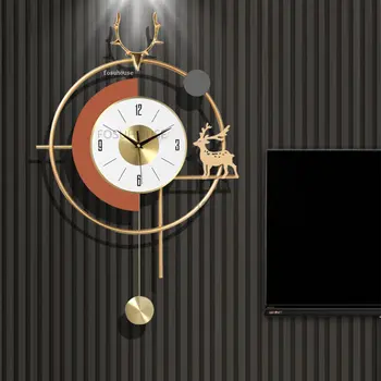 Бесшумные Настенные часы из скандинавского металла и кованого железа для украшения мебели в гостиной, часы для высококлассного домашнего ресторана, настенные часы