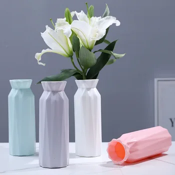 Ваза для цветов в скандинавском стиле, украшение гостиной, современные пластиковые вазы Оригами, горшок для цветочных композиций, Домашний декор