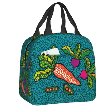 Винтажная сумка для ланча с овощами Яеи Кусама, абстрактное искусство, женский термоохладитель, изолированный ланч-бокс для школьников, сумка для школьной еды