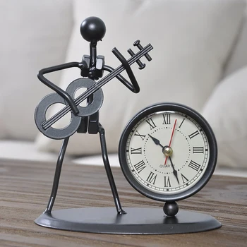 Винтажные металлические Музыкальные часы, современный домашний декор, креативная модель железных людей, настольные часы, простые аксессуары для записи времени.