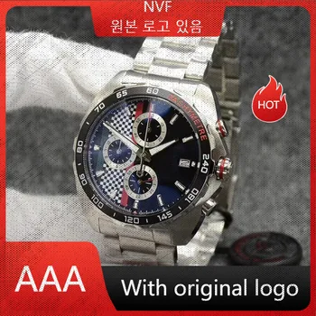 Водонепроницаемые кварцевые часы NVF Men's 904L из нержавеющей стали 44 мм -tag