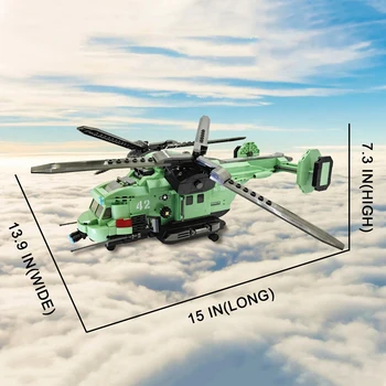 Военный двухроторный вертолет, строительный блок, самолет, кирпичная модель самолета, оружие, игрушки-солдатики Второй мировой войны, подарок мальчику на день рождения, MOC