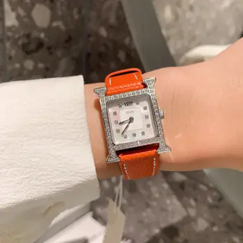 Высококачественные простые модные универсальные женские кварцевые квадратные часы с безелем H и 26-миллиметровым лазерным циферблатом в стиле HM.