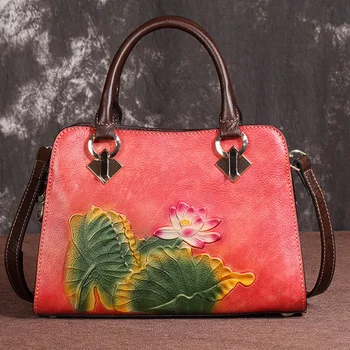 Высококачественные сумки-мессенджеры с тиснением, Женский портфель для отдыха с цветочным рисунком, сумка-тоут из натуральной кожи, женская сумка