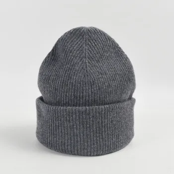 Вязаная шапка премиум-класса из 100% чистой шерсти, Женская Мягкая уютная теплая шапочка, Мужская осенне-зимняя повседневная Универсальная холодная шапка