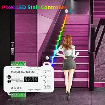 Датчик Движения PIR и Дневного Света Pixel Stair Step Light Controller Для Адресуемой Струящейся Светодиодной Ленты WS2811 WS2818 SM16703 TM1903