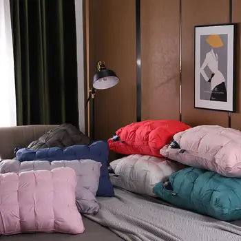 Европейская белая пуховая хлопчатобумажная подушка с прямоугольным сердечником, Серая Поясничная подушка для сна в спальне, подушка для шеи средней высоты
