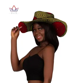 Женская летняя солнцезащитная шляпа в африканском стиле Анкара, 100% хлопок, красочная двусторонняя складная широкополая тканевая пляжная кепка для церковной вечеринки WYB800