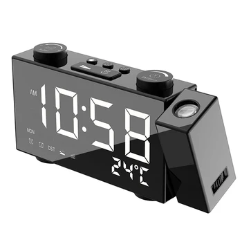 ЖК-цифровой проекционный будильник с радиоуправлением, Беспроводная метеостанция, многофункциональные часы