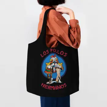 Забавная сумка Los Pollos Hermanos с принтом Каваи, сумка для покупок из переработанного холста, сумка для покупок во все тяжкие