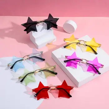 Забавные женские и мужские очки с рождественским украшением, очки для вечеринок, солнцезащитные очки без оправы, солнцезащитные очки в форме звезды