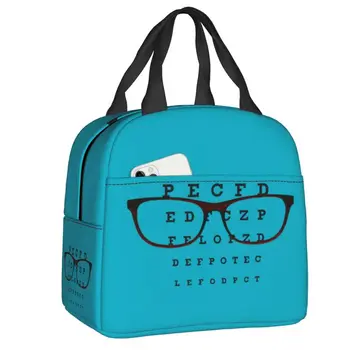 Забавные очки с таблицей проверки зрения, изолированный ланч-бокс для женщин, Термосумка для ланча, сумка для работы, школьной еды, контейнер для пикника, сумка-тоут