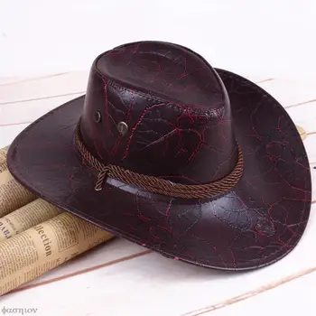 Западные Ковбойские шляпы из искусственной кожи, Солнцезащитная кепка для верховой езды, косплей, Ковбойская шляпа для скалолазания, Унисекс, женские Мужские кепки, мода