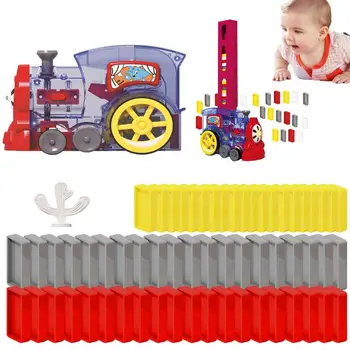 Игрушечный поезд Домино, набор игрушек для автоматического поезда Домино, набор электропоездов для ралли Домино, игрушка для укладки домино для поезда 