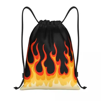 Изготовленная на заказ красная классическая сумка на шнурке Racing Flames для покупок, рюкзаков для йоги, мужчин и женщин, рюкзака для спортзала Hot Fire Sports