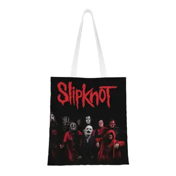 Изготовленные на заказ холщовые сумки для покупок хэви-метал-группы Slipknots, женские сумки-тоут для покупок рок-группы, перерабатывающие бакалею,