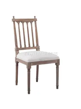 Изготовленный на заказ ретро-стул во французском стиле, Простая спинка из цельного дерева, Новый дизайнерский обеденный стул для ресторана в китайском скандинавском стиле