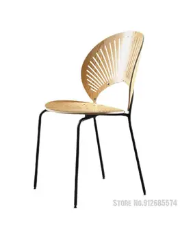 Индивидуальный обеденный стул в виде ракушки из скандинавского средневекового бревна с домашней спинкой, Дизайнерский Креативный Стул, Дания, Письменный Стол, Стул для макияжа.