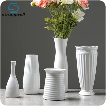Классическая белая керамическая ваза, декор в стиле китайского декоративно-прикладного искусства, Фарфоровая ваза для цветов, креативный подарок, украшение дома