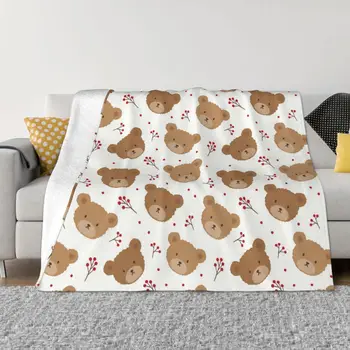 Клетчатое одеяло с рисунком медведя из аниме-мультфильма, легкие дышащие фланелевые пледы с защитой от скатывания для роскошного постельного белья, декор комнаты