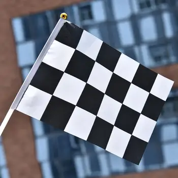 Клетчатый Гоночный Флаг 10шт Черно-Белый Флаг Старт Гонки Специальный Баннер С Ручной Палкой Декоративный Флаг Спортивного Автомобиля