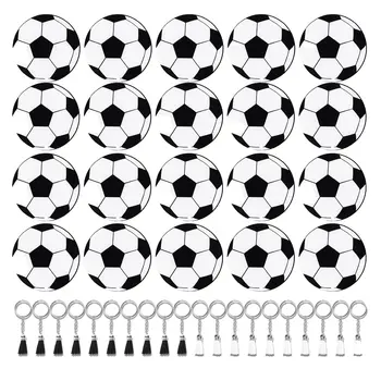 Комплект заготовок для футбольных акриловых брелоков включает 20 футбольных брелоков с 20 кольцами для брелоков T els, набор сувениров для футбольных вечеринок